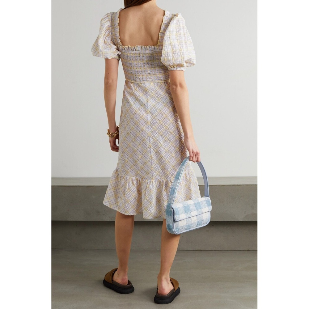 NWT GANNI Seersucker Check Midi Dress Multicolor Size EU 40/ US 8 $260 - Picture 5 of 16